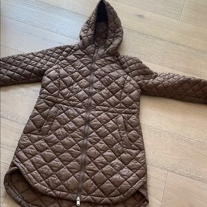 Athleta Brown Quilted Hooded Puffer Jacket